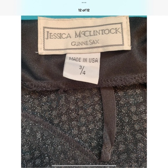 Vtg 💋 Gunne Sax Jessica McClintock Sz 3/4 Floral lace sparkle overlay Dress - Picture 10 of 10